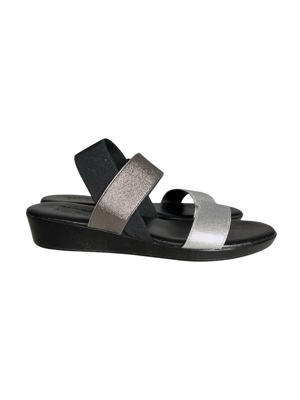 Women’s Metallic Silver Double-Strap Slide Sandals